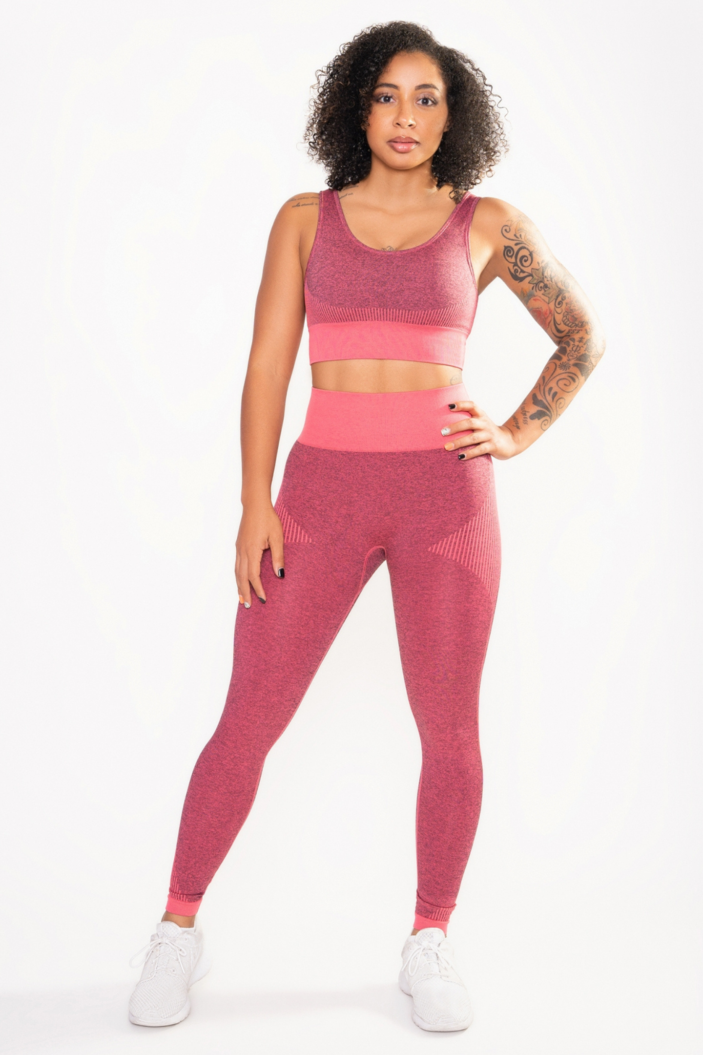 Curves Sports Bra & Leggings Set- Hot Pink