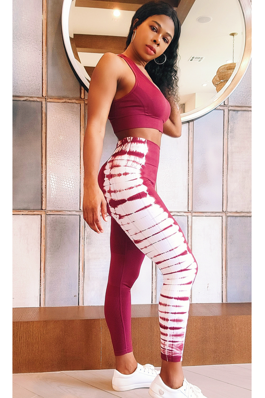 Level Up- Leggings and Sports  Bra Set- Red